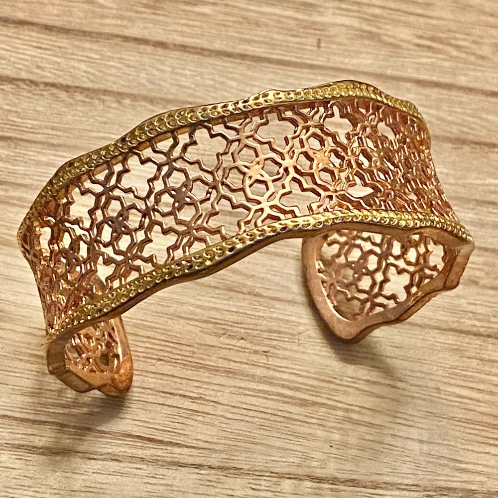 Elegant Rose Gold Filigree Cuff Bracelet